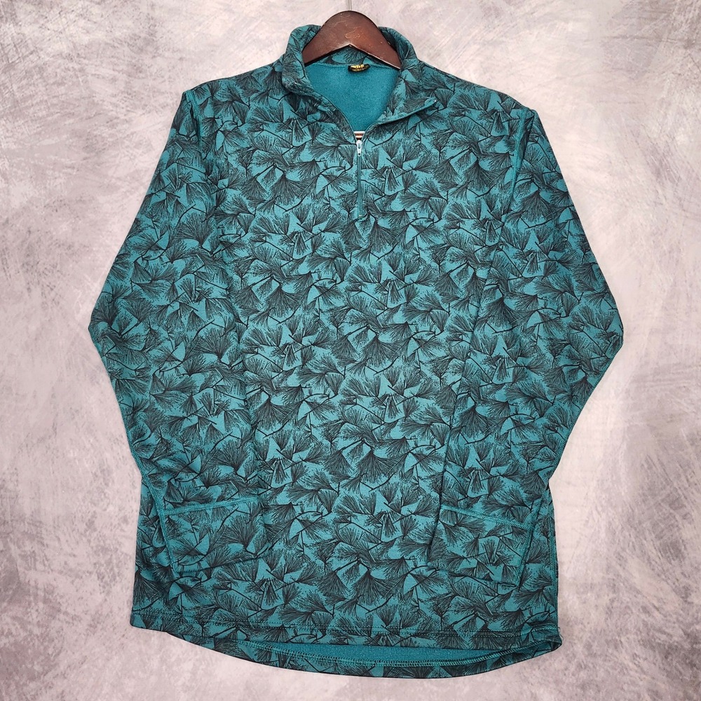 Vintage 90s REI Pine Needle Teal Fleece Pullover Large USA 1/4 Zip Outdoors